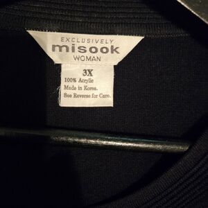 Misook Women's 3X Cardigan Long Sleeves, Burgundy, Black sleeves and Back